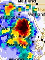 Close up of Very Severe Thunderstorm from Newcastle Radar, 25 February 06.